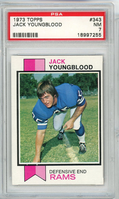 Graded 1973 Topps Jack Youngblood #343 Rookie RC Football Card PSA 7 NM