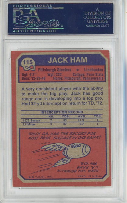 Graded 1973 Topps Jack Ham #115 Rookie RC Football Card PSA 8 NM-MT