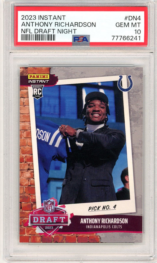 Graded 2023 Panini Instant Anthony Richardson #DN4 NFL Draft Night Rookie RC Football Card PSA 10 Gem Mint