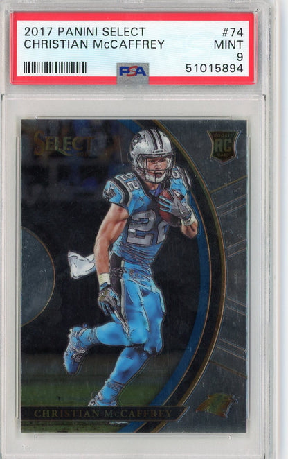Graded 2017 Panini Select Christian McCaffrey #74 Rookie RC Football Card PSA 9 Mint
