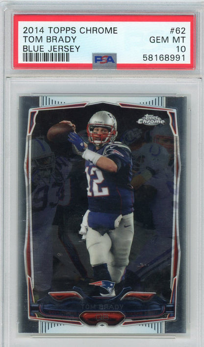 Graded 2014 Topps Chrome Tom Brady #62 Blue Jersey Football Card PSA 10 Gem Mint