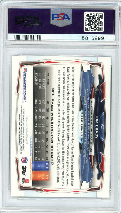 Graded 2014 Topps Chrome Tom Brady #62 Blue Jersey Football Card PSA 10 Gem Mint
