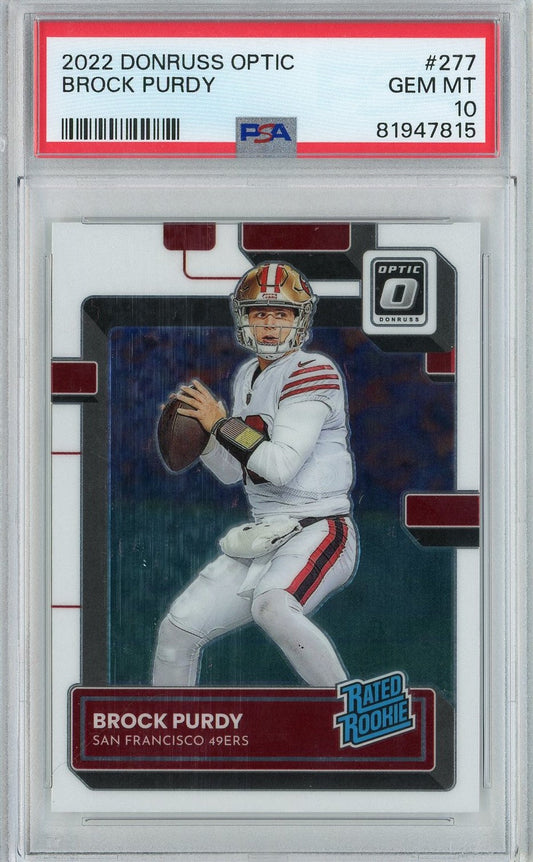 Graded 2022 Panini Donruss Optic Brock Purdy #277 Rookie RC Football Card PSA 10 Gem Mint