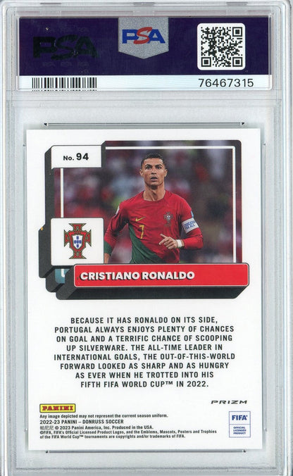 Graded 2022 Donruss FIFA Cristiano Ronaldo #94 Optic-Holo Soccer Card PSA 10 Gem Mint