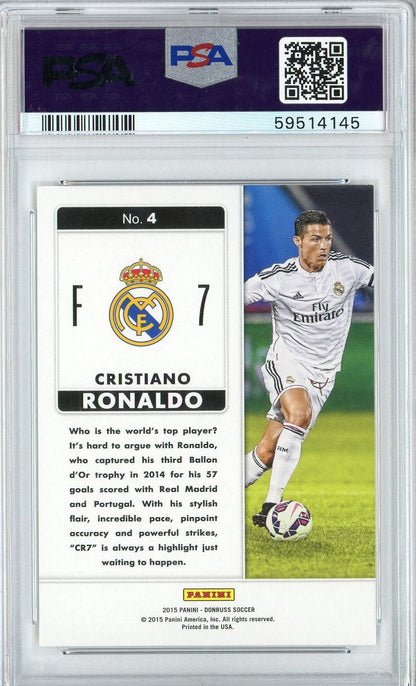 Graded 2015 Panini Donruss Cristiano Ronaldo #4 Fantastic Finishers Soccer Card PSA 10 Gem Mint