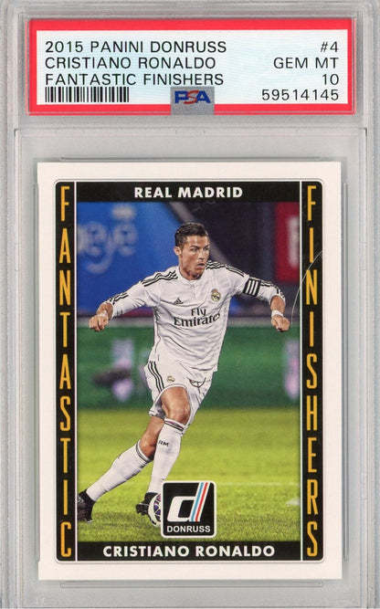 Graded 2015 Panini Donruss Cristiano Ronaldo #4 Fantastic Finishers Soccer Card PSA 10 Gem Mint