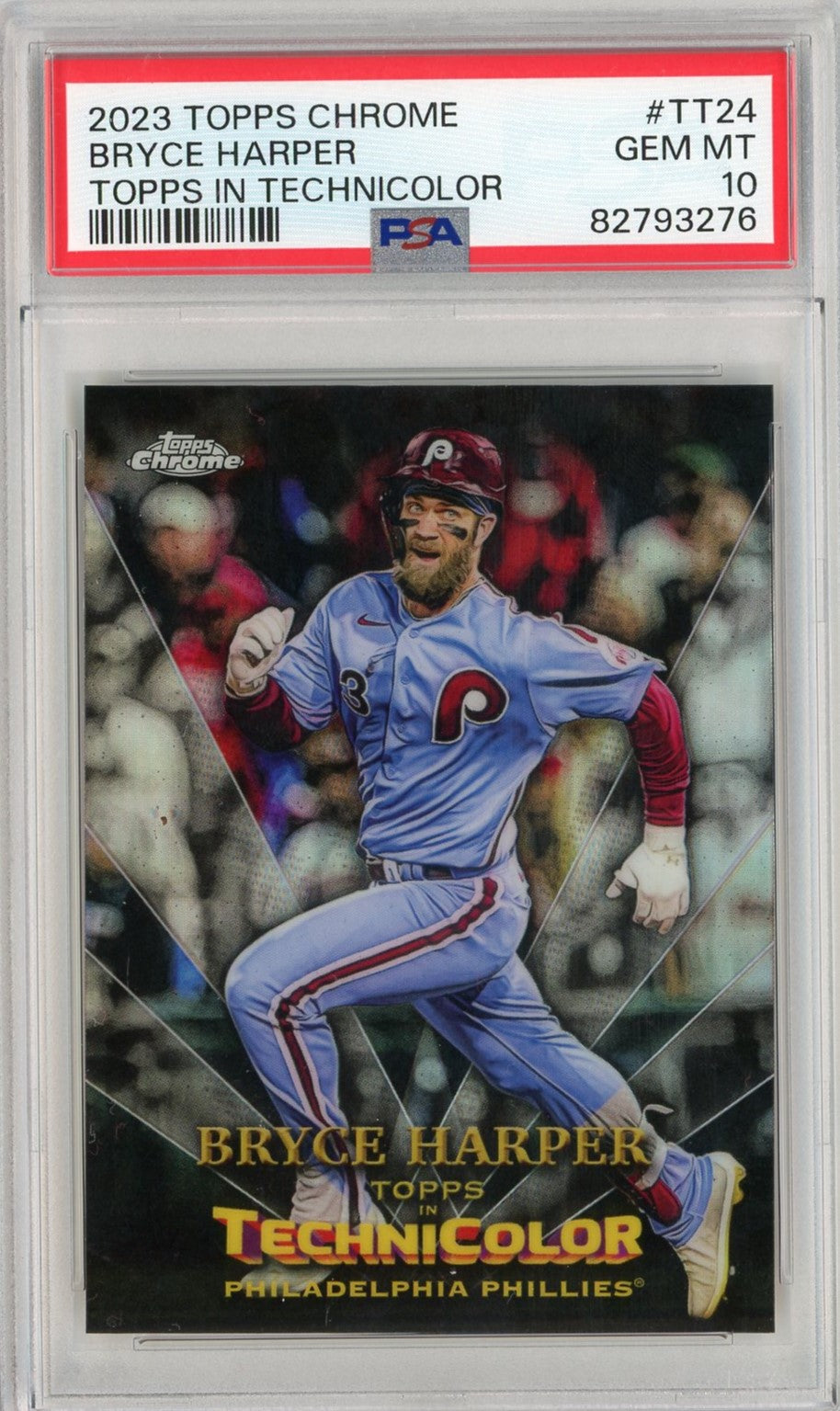 Graded 2023 Topps Chrome Bryce Harper #TT24 Topps In Technicolor Baseball Card PSA 10 Gem Mint