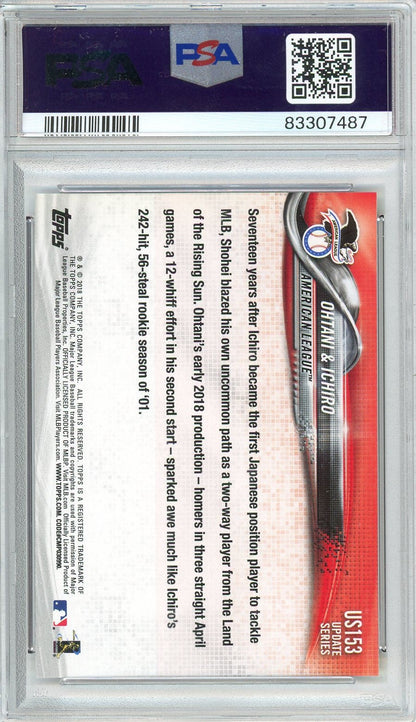 Graded 2018 Topps Update Shohei Ohtani/Ichiro Suzuki #US153 Rookie RC Baseball Card PSA 10 Gem Mint