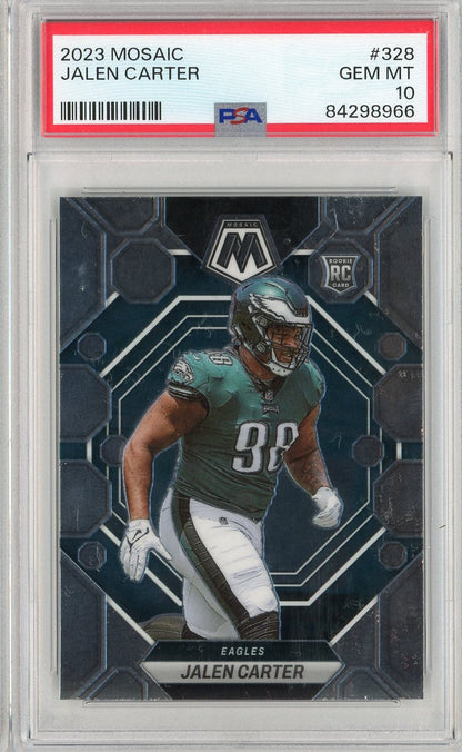 Graded 2023 Panini Mosaic Jalen Carter #328 Rookie RC Football Card PSA 10