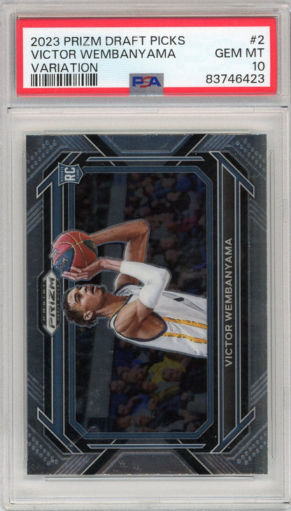 Graded 2023 Panini Prizm Draft Picks Victor Wembanyama #2 Variation Rookie RC Basketball Card PSA 10 Gem Mint