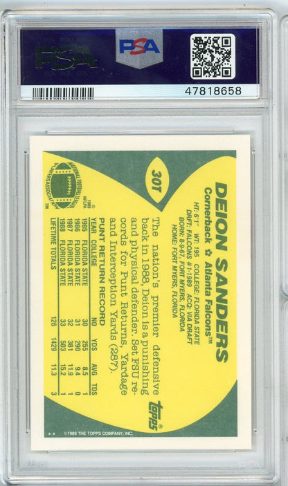 Graded 1989 Topps Traded Deion Sanders #30T Rookie RC Football Card PSA 9 Mint