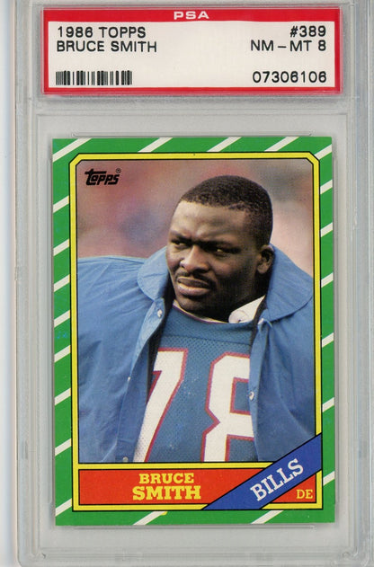 Graded 1986 Topps Bruce Smith #389 Rookie RC Football Card PSA 8 NM-MT