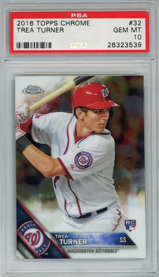 Graded 2016 Topps Chrome Trea Turner #32 Rookie RC Baseball Card PSA 10 Gem Mint