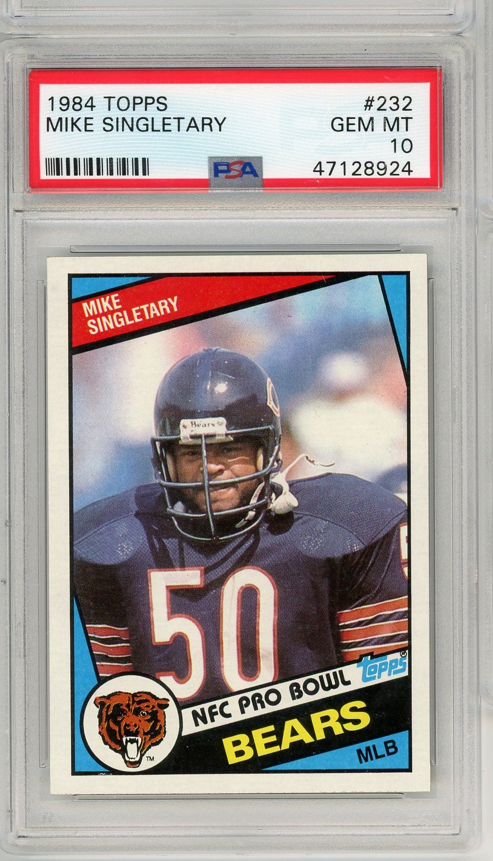 Graded 1984 Topps Mike Singletary #232 2nd Year Football Card PSA 10 Gem Mint