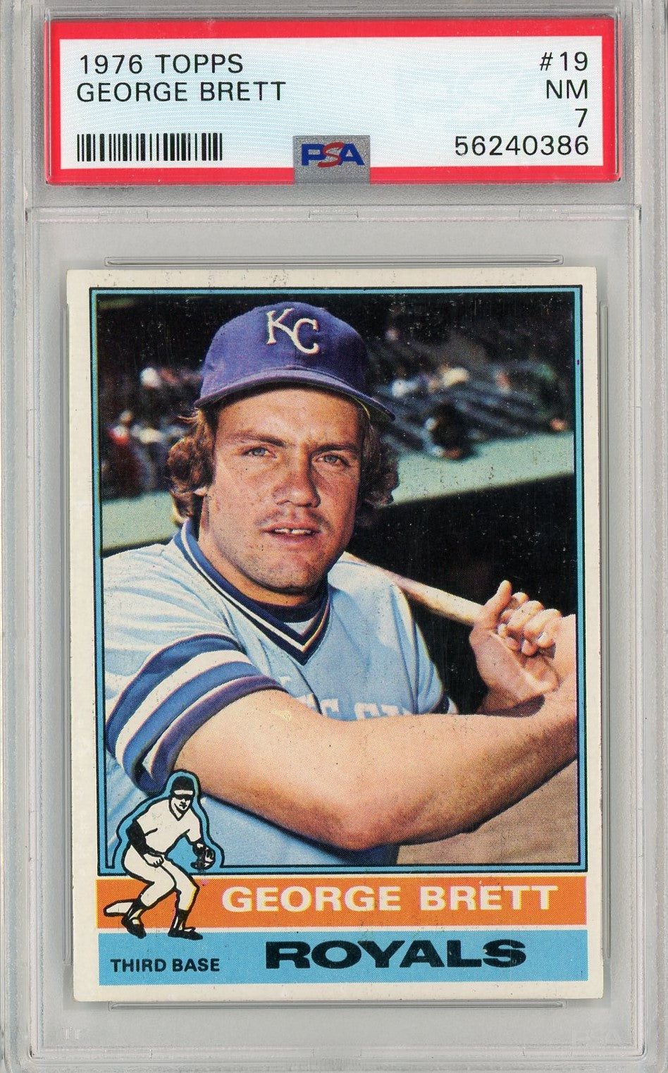 Graded 1976 Topps George Brett #19 2nd Year Baseball Card PSA 7 Near Mint