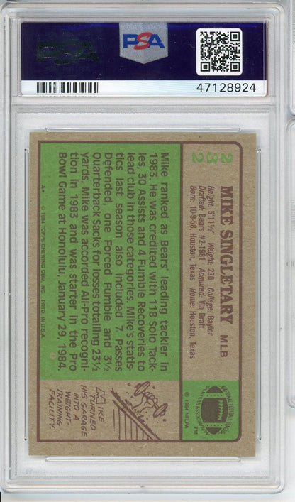 Graded 1984 Topps Mike Singletary #232 2nd Year Football Card PSA 10 Gem Mint