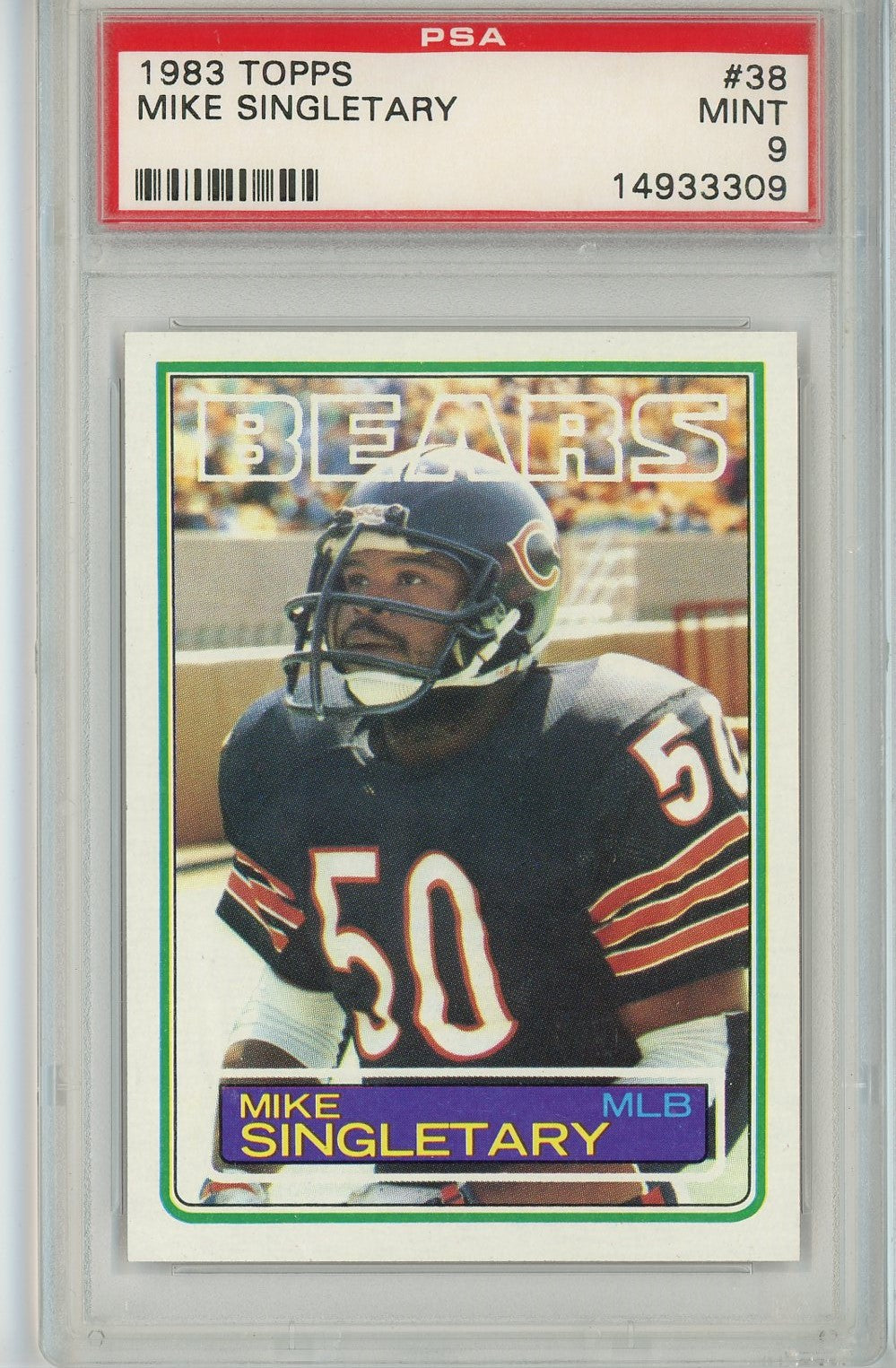 Graded 1983 Topps Mike Singletary #38 Rookie RC Football Card PSA 9 Mint