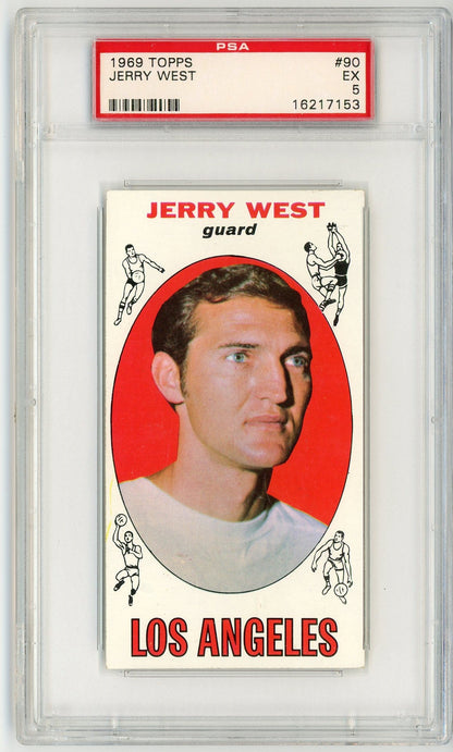 Graded 1969 Topps Jerry West #90 Basketball Card PSA 5 Excellent