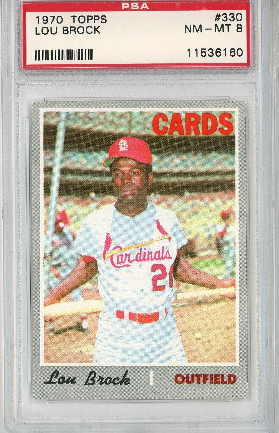 Graded 1970 Topps Lou Brock #330 Baseball Card PSA 8 NM-MT