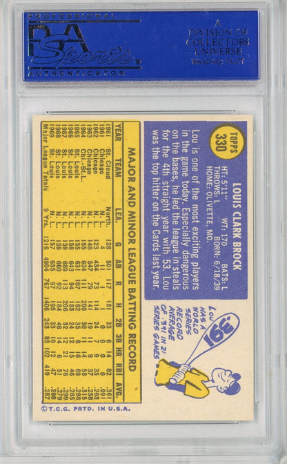 Graded 1970 Topps Lou Brock #330 Baseball Card PSA 8 NM-MT