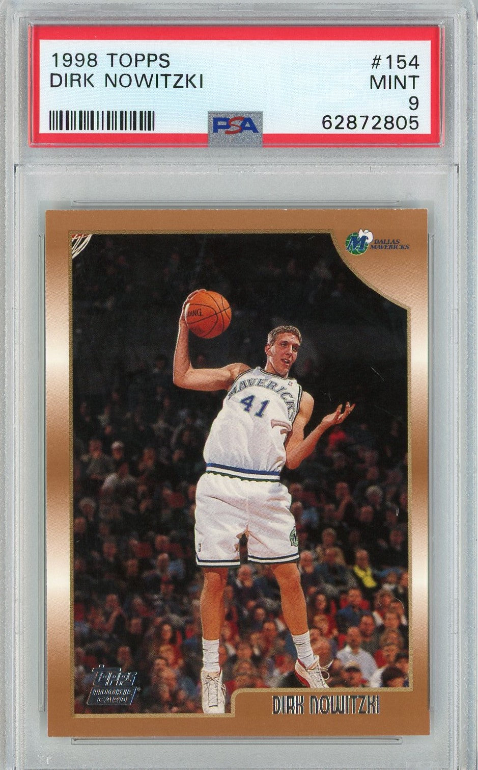 Graded 1998 Topps Dirk Nowitzki #154 Rookie RC Basketball Card PSA 9 Mint
