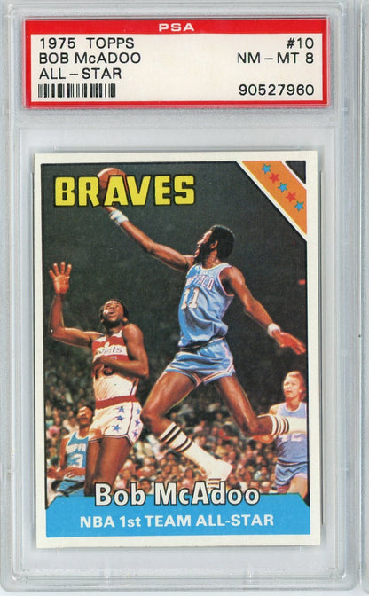 Graded 1975 Topps Bob McAdoo #10 Basketball Card PSA 8 NM-MT