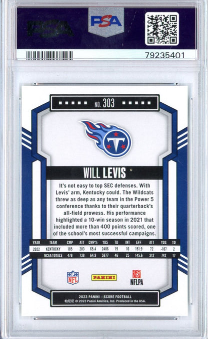 Graded 2023 Panini Score Will Levis #303 Rookie RC Football Card PSA 10 Gem Mint