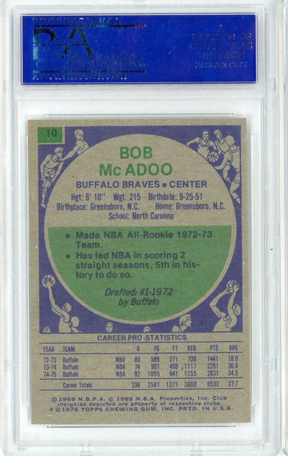 Graded 1975 Topps Bob McAdoo #10 Basketball Card PSA 8 NM-MT