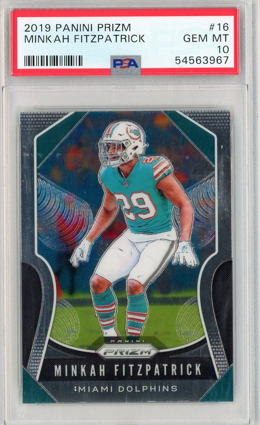 Graded 2019 Panini Prizm Minkah Fitzpatrick #16 Football Card PSA 10 Gem Mint