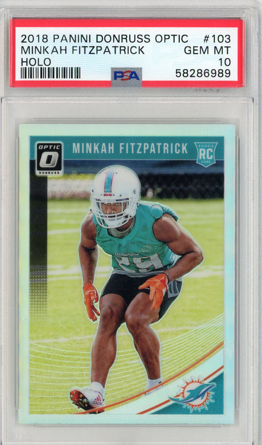 Graded 2018 Panini Donruss Optic Minkah Fitzpatrick #103 Holo Rookie RC Football Card PSA 10 Gem Mint