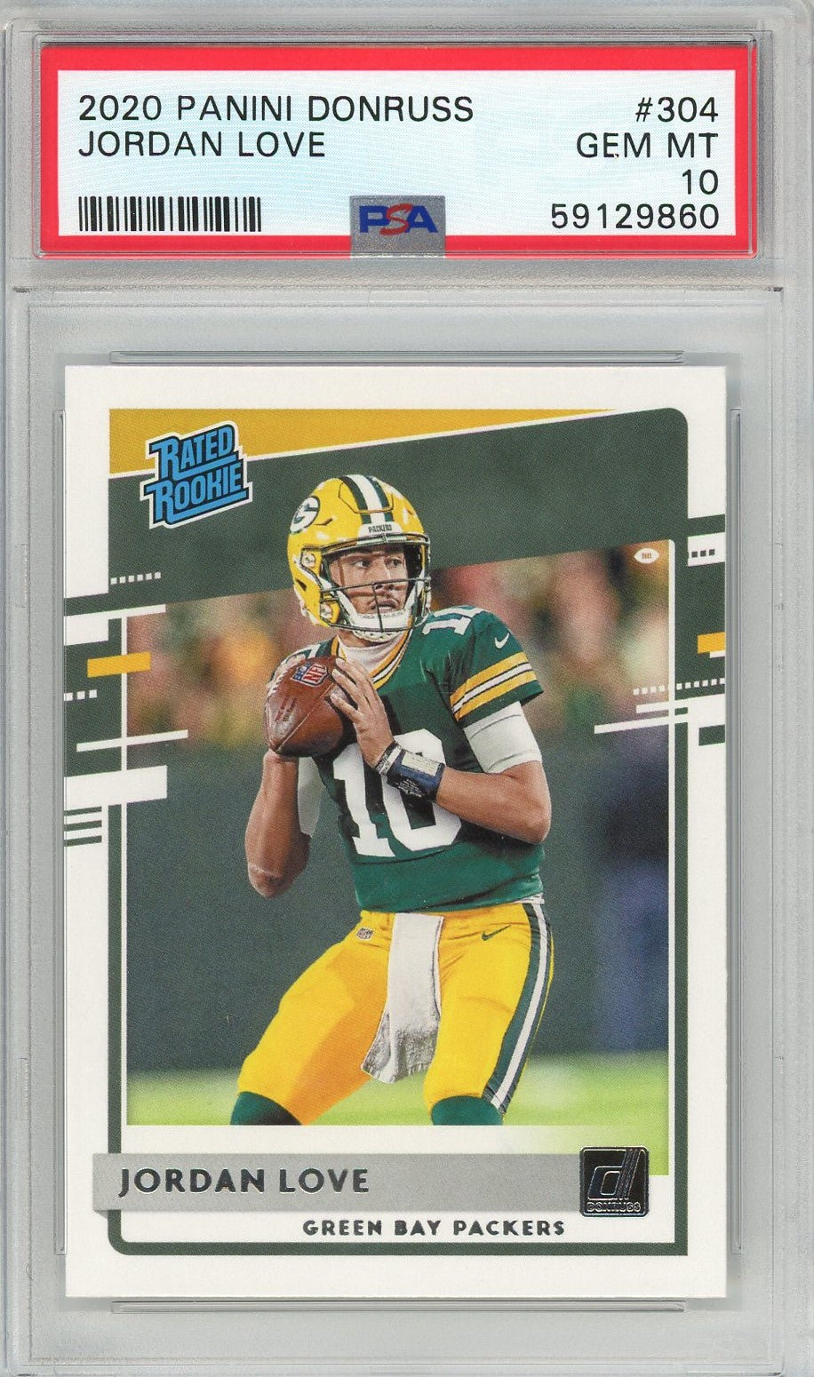 Graded 2020 Panini Donruss Jordan Love #304 Rookie RC Football Card PSA 10 Gem Mint