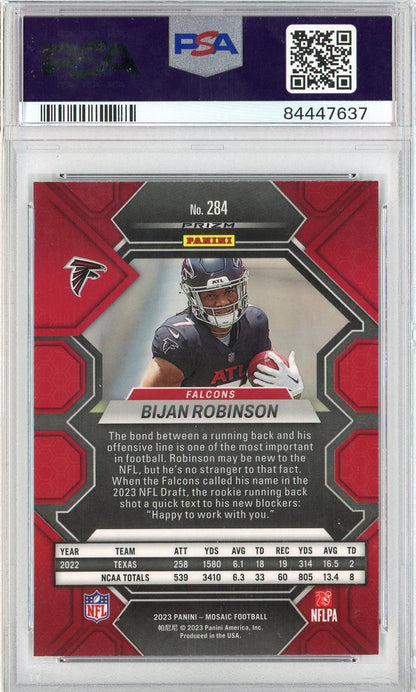 Graded 2023 Mosaic Bijan Robinson #284 Rookie RC Football Card PSA 10 Gem Mint