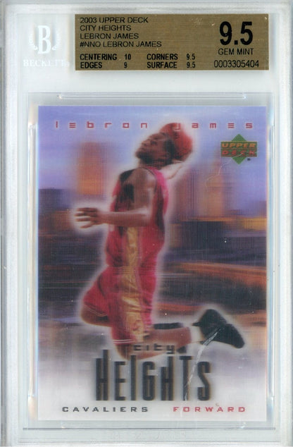 Graded 2003 Upper Deck LeBron James #NNO City Heights Rookie RC Basketball Card BGS 9.5 Gem Mint
