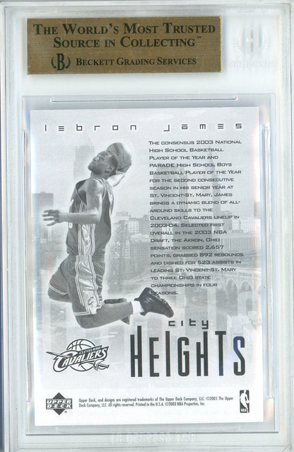 Graded 2003 Upper Deck LeBron James #NNO City Heights Rookie RC Basketball Card BGS 9.5 Gem Mint