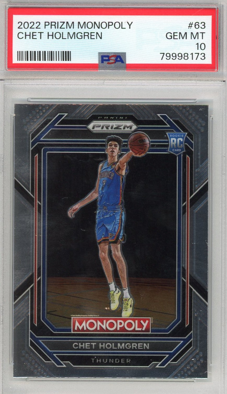 Graded 2022 Panini Prizm Monopoly Chet Holmgren #63 Rookie RC Basketball Card PSA 10 Gem Mint