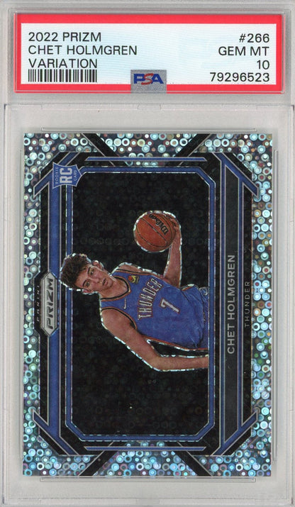 Graded 2022 Prizm Chet Holmgren #266 Variation Rookie RC Basketball Card PSA 10 Gem Mint