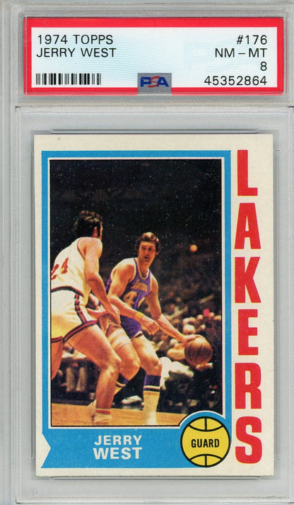 Graded 1974 Topps Jerry West #176 Basketball Card PSA 8 NM-MT