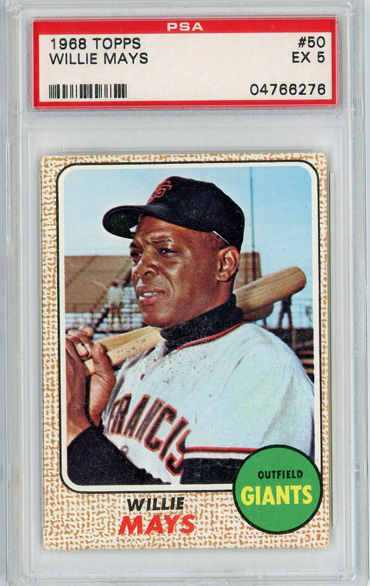Graded 1968 Topps Willie Mays #50 Baseball Card PSA 5 Excellent