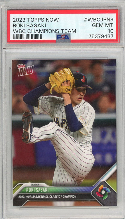 Graded 2023 Topps Now Roki Sasaki #WBCJPN9 WBC Champions Team Rookie RC Baseball Card PSA 10 Gem Mint