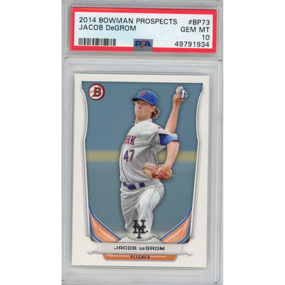 Graded 2014 Bowman Prospects Jacob DeGrom #BP73 Rookie RC Baseball Card PSA 10 Gem Mint