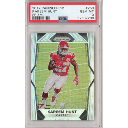 Graded 2017 Panini Prizm Kareem Hunt #253 Prizm Rookie RC Football Card PSA 10 Gem Mint