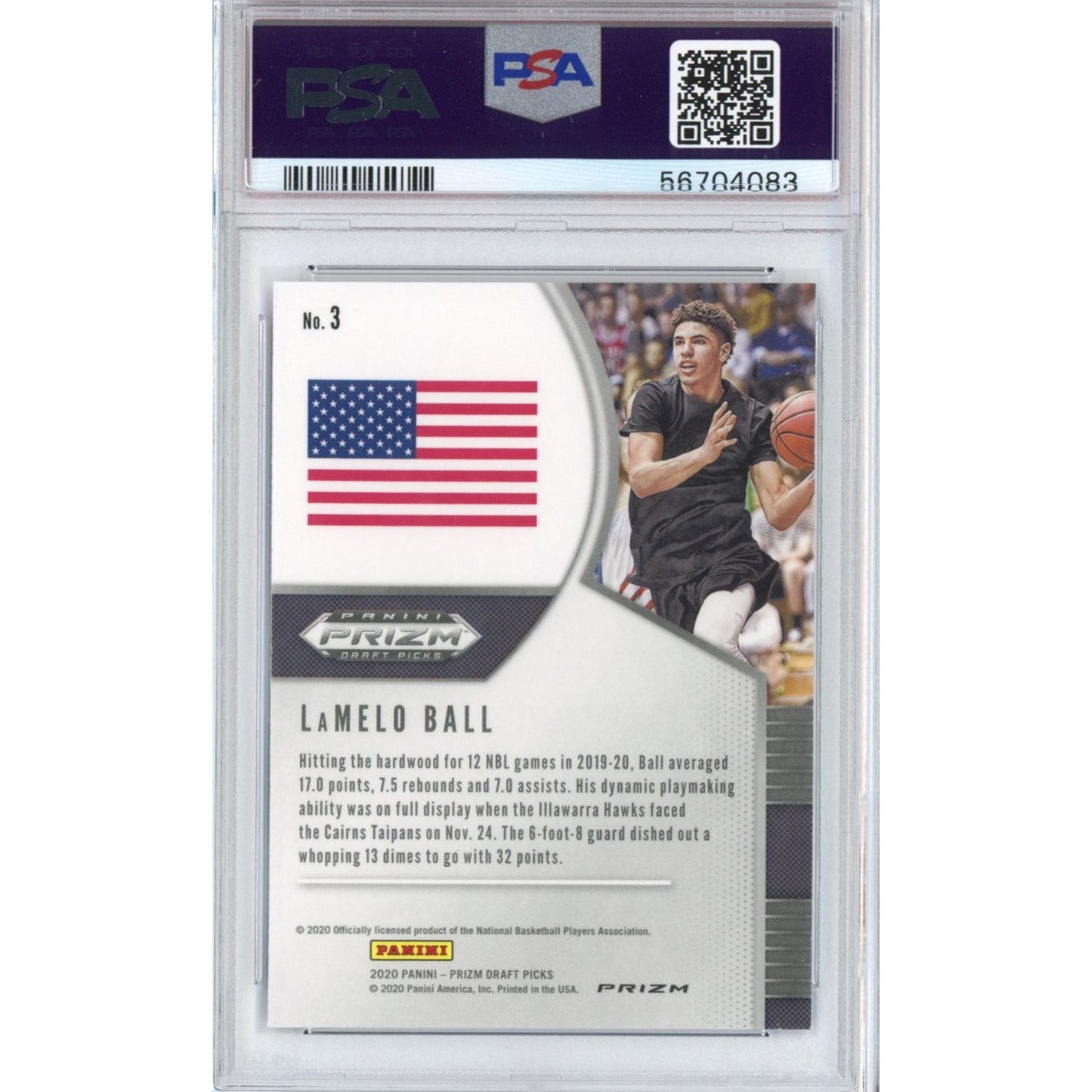 Graded 2020-21 Panini Prizm DP Draft Picks LaMelo Ball #3 Red White Blue Prizm Rookie RC Basketball Card PSA 10 Gem Mint
