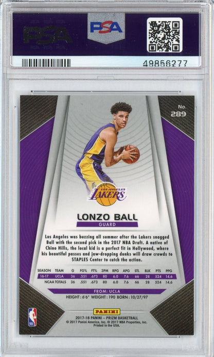 Graded 2017-18 Panini Prizm Lonzo Ball #289 Rookie RC Basketball Card PSA 10 Gem Mint