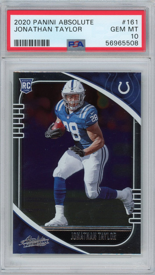Graded 2020 Panini Absolute Jonathan Taylor #161 Rookie RC Football Card PSA 10 Gem Mint