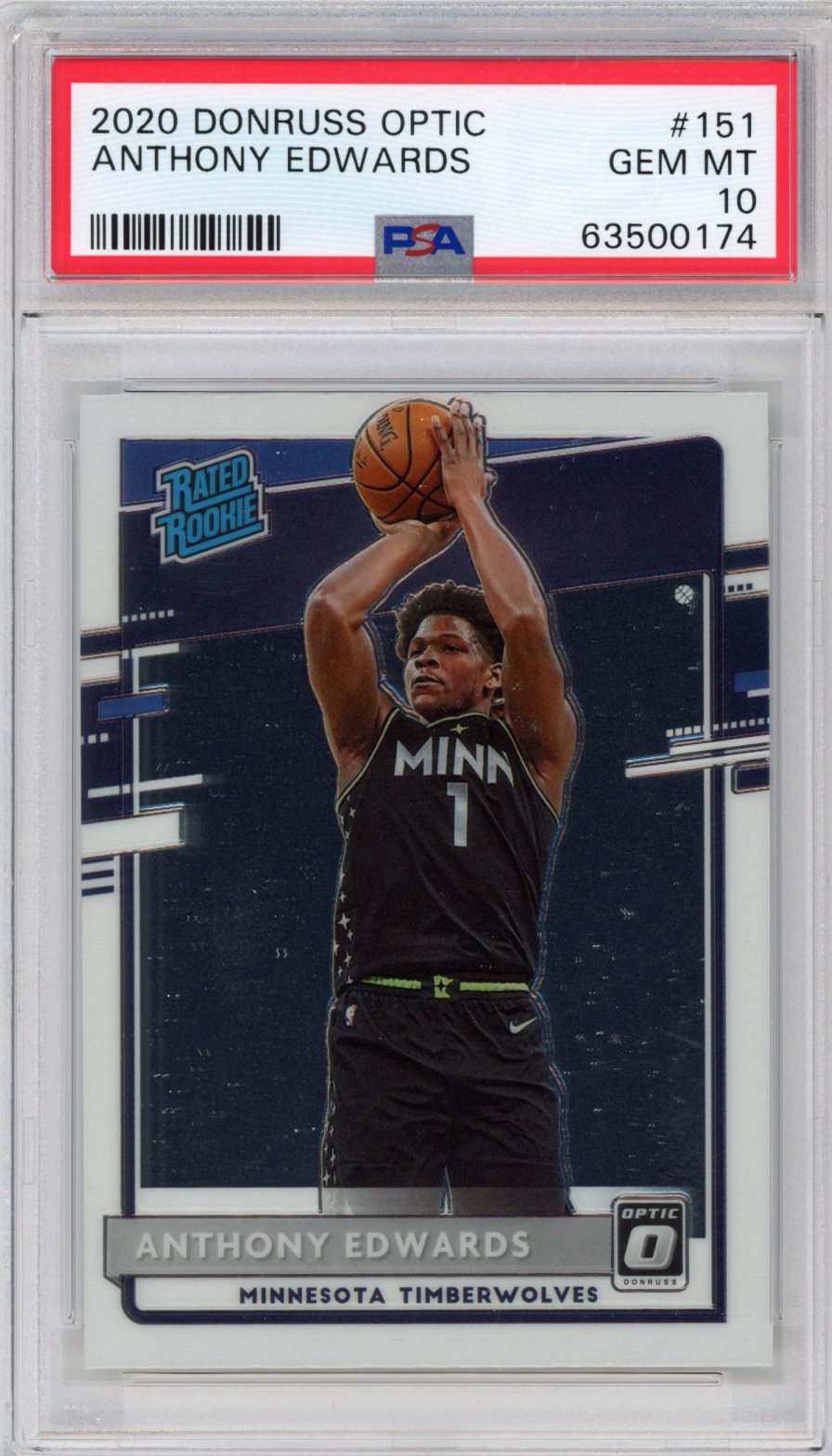 Graded 2020-21 Panini Donruss Optic Anthony Edwards #151 Rookie RC Basketball Card PSA 10 Gem Mint