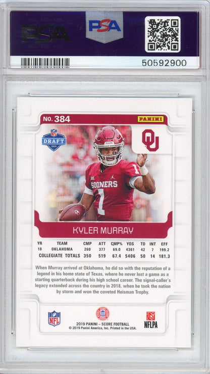 Graded 2019 Panini Score Kyler Murray #384 Rookie RC Football Card PSA 10 Gem Mint
