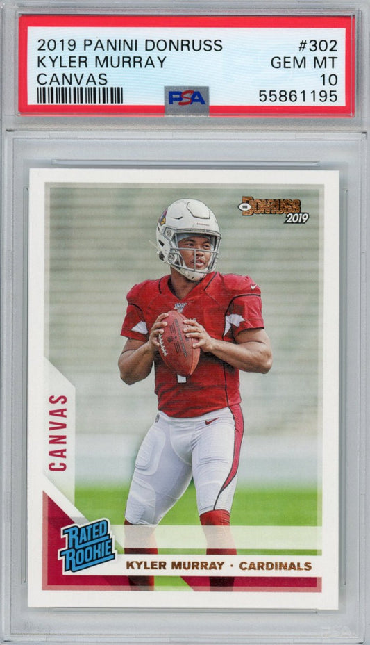 Graded 2019 Panini Donruss Kyler Murray #302 Canvas Rookie RC Football Card PSA 10 Gem Mint
