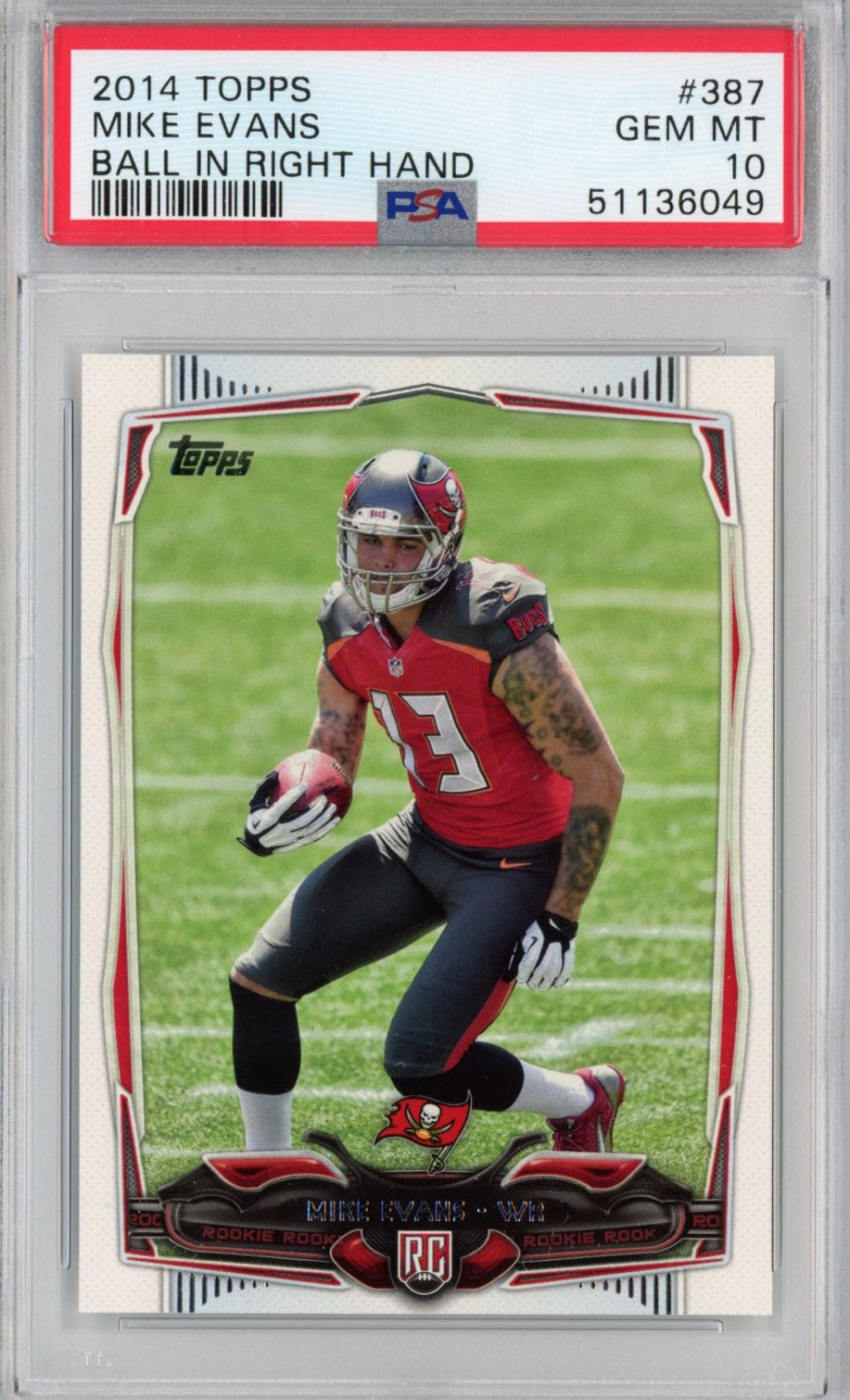 Graded 2014 Topps Mike Evans #387 Ball in Right Hand Rookie RC Football Card PSA 10 Gem Mint