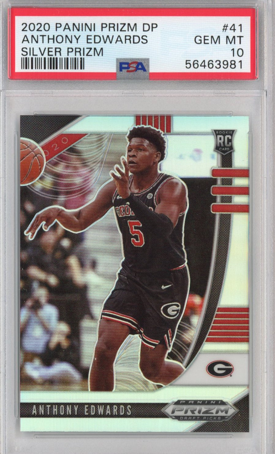 Graded 2020-21 Panini Prizm DP Draft Picks Anthony Edwards #41 Silver Rookie RC Basketball Card PSA 10 Gem Mint