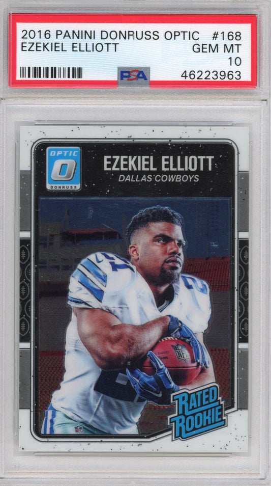 Graded 2016 Panini Donruss Optic Ezekiel Elliott #168 Rookie RC Football Card PSA 10 Gem Mint